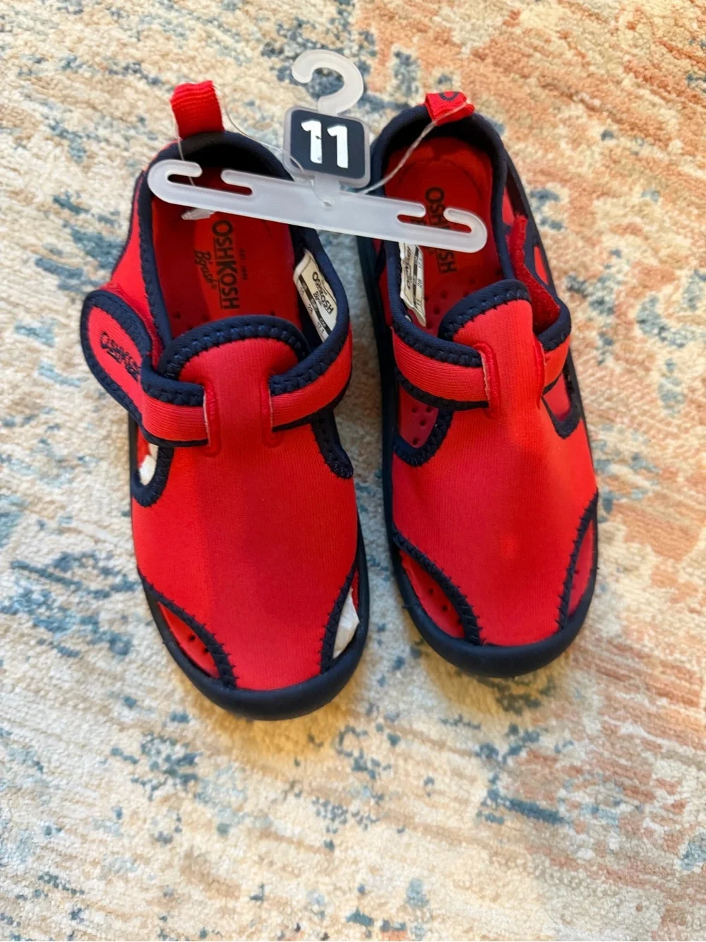 OshKosh B'gosh Red and Blue Kids Water Shoes with Velcro Strap